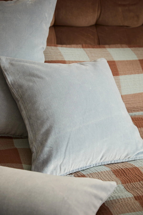 Funda de cojín cuadrada de terciopelo azul Velour