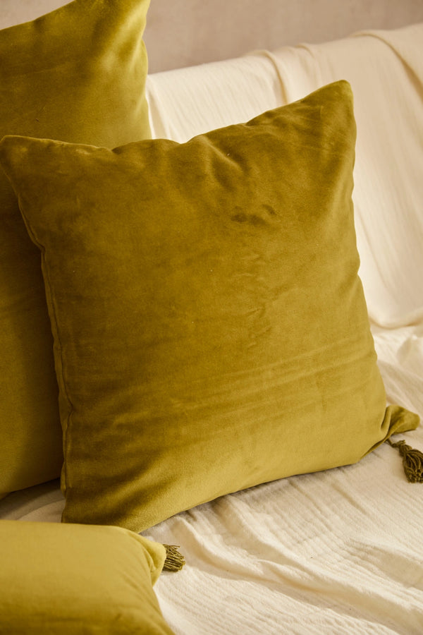 Funda de cojín cuadrada de terciopelo verde Velour