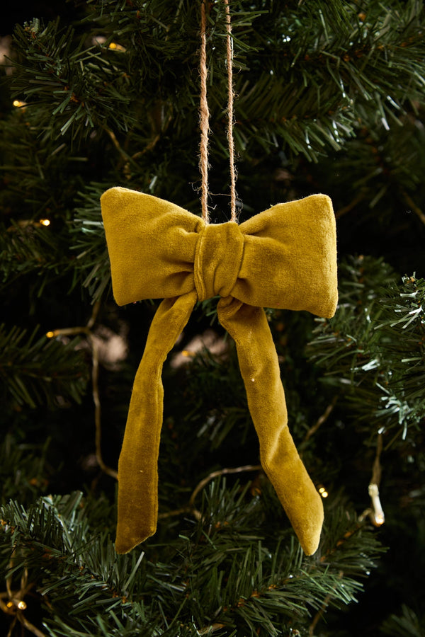 Adorno navideño de terciopelo lazo verde Velour