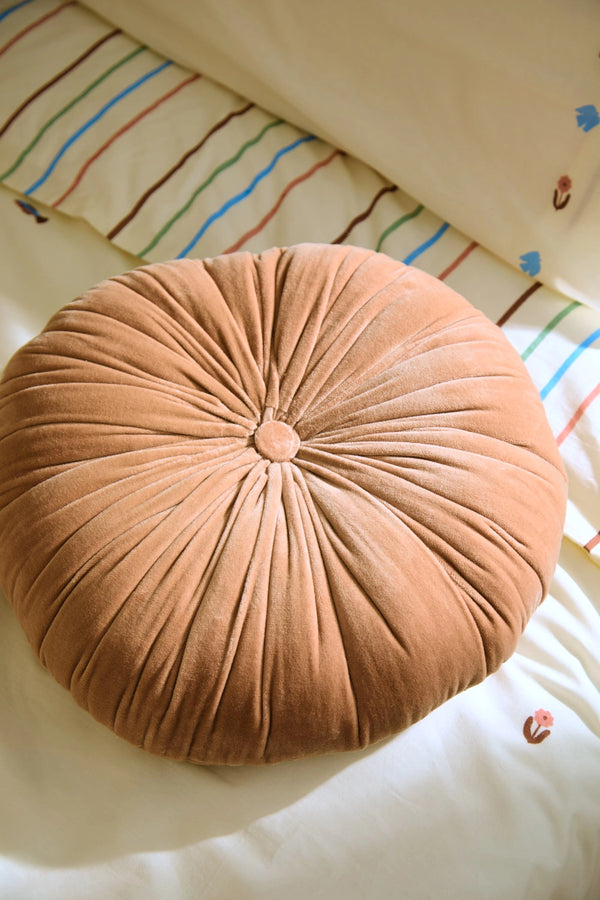 Cojín redondo de terciopelo rosa Velour