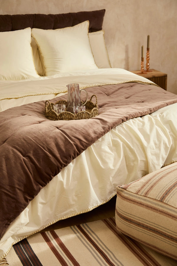 Topper acolchado de terciopelo marrón Velour