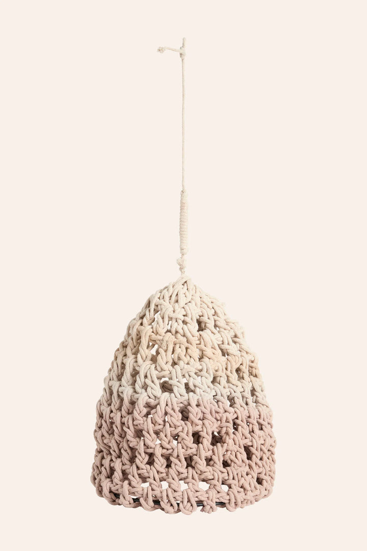 Pantalla para lámpara pequeña de crochet tintado beige Moon-Calma House