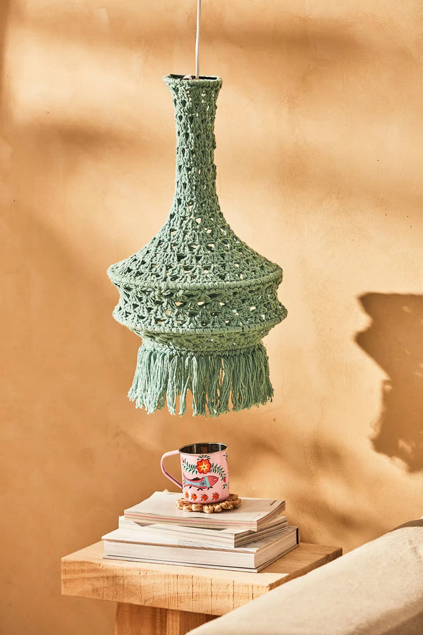 Pantalla pequeña para lámpara de techo de crochet turquesa Pleko-Calma House