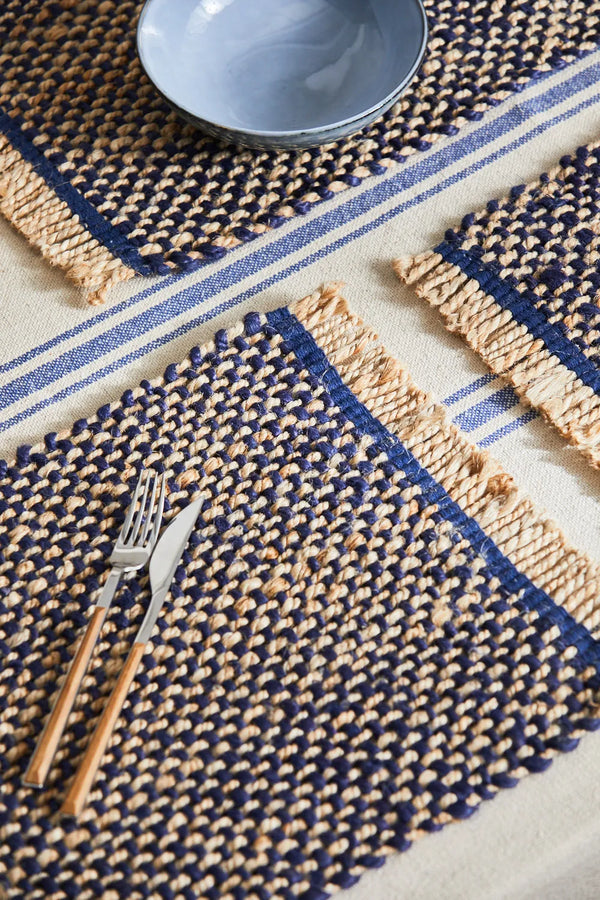 Braided blue jute individual tablecloth Arena