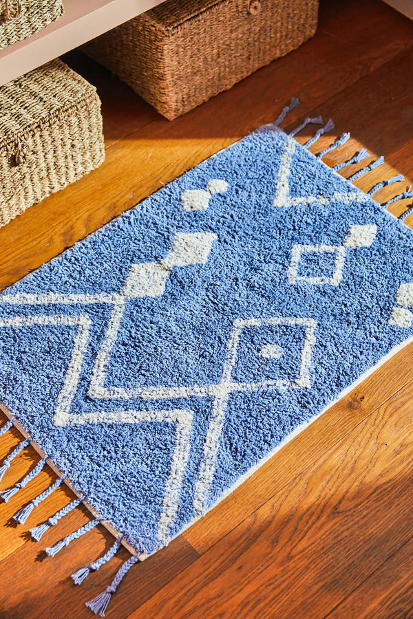 Bathroom rug in blue Fauve tufting