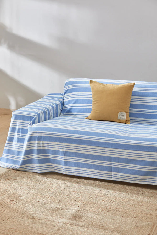 Blue striped Malgrat sofa cover