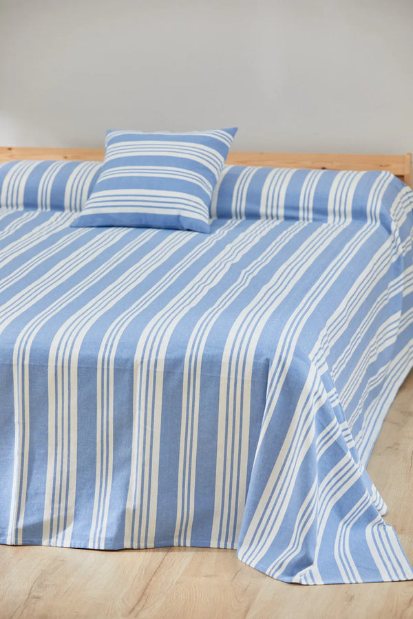 Blue striped Malgrat bedspread