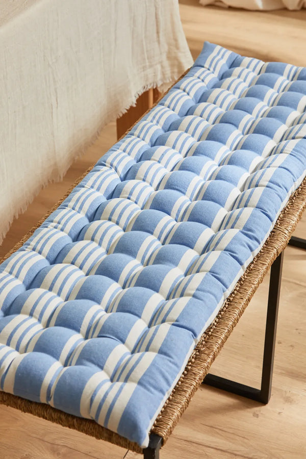 Washable blue striped bench cushion Malgrat