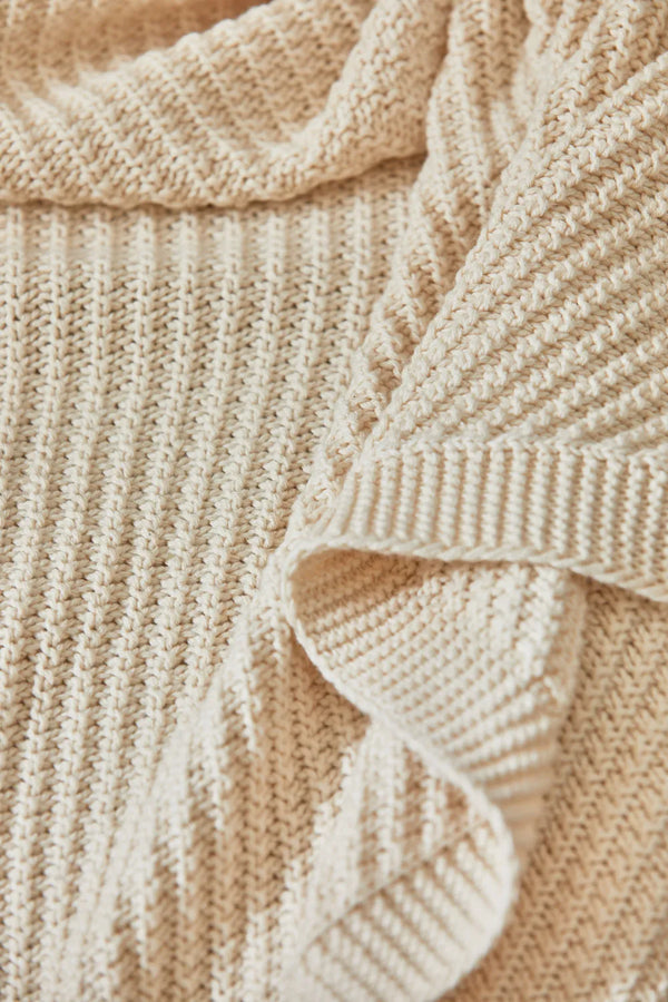 Plaid en tricot de coton ecru Norvège
