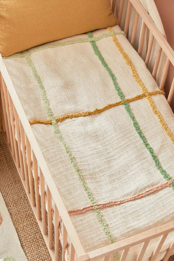Crib bedspread with multicolor tufting Prato