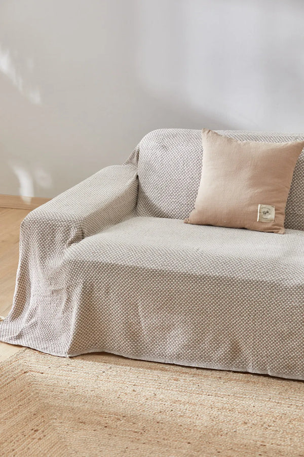 Two-threaded beige weaving sofa cover Sahil