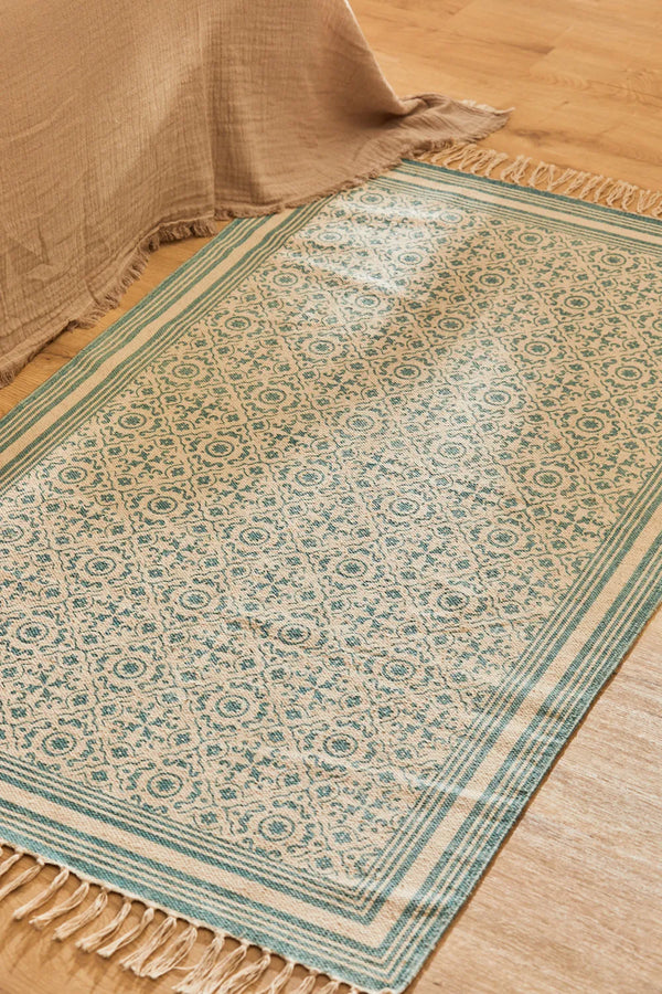 Turquoise Dhourrie Rug Salermo