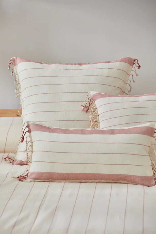 Cushion cover with red woven stripes Tiana