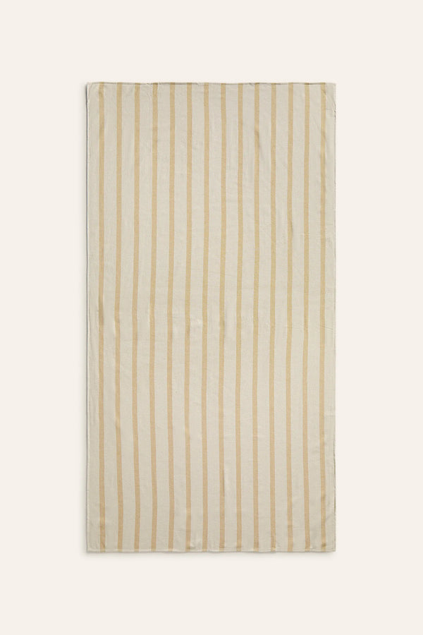 Savina mustard striped terry beach towel
