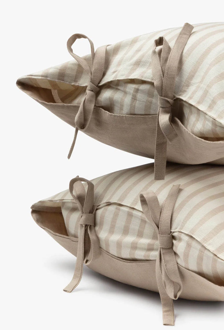 Set de 2 fundas de almohada de lino y algodón a rayas multicolor Ines-Calma House