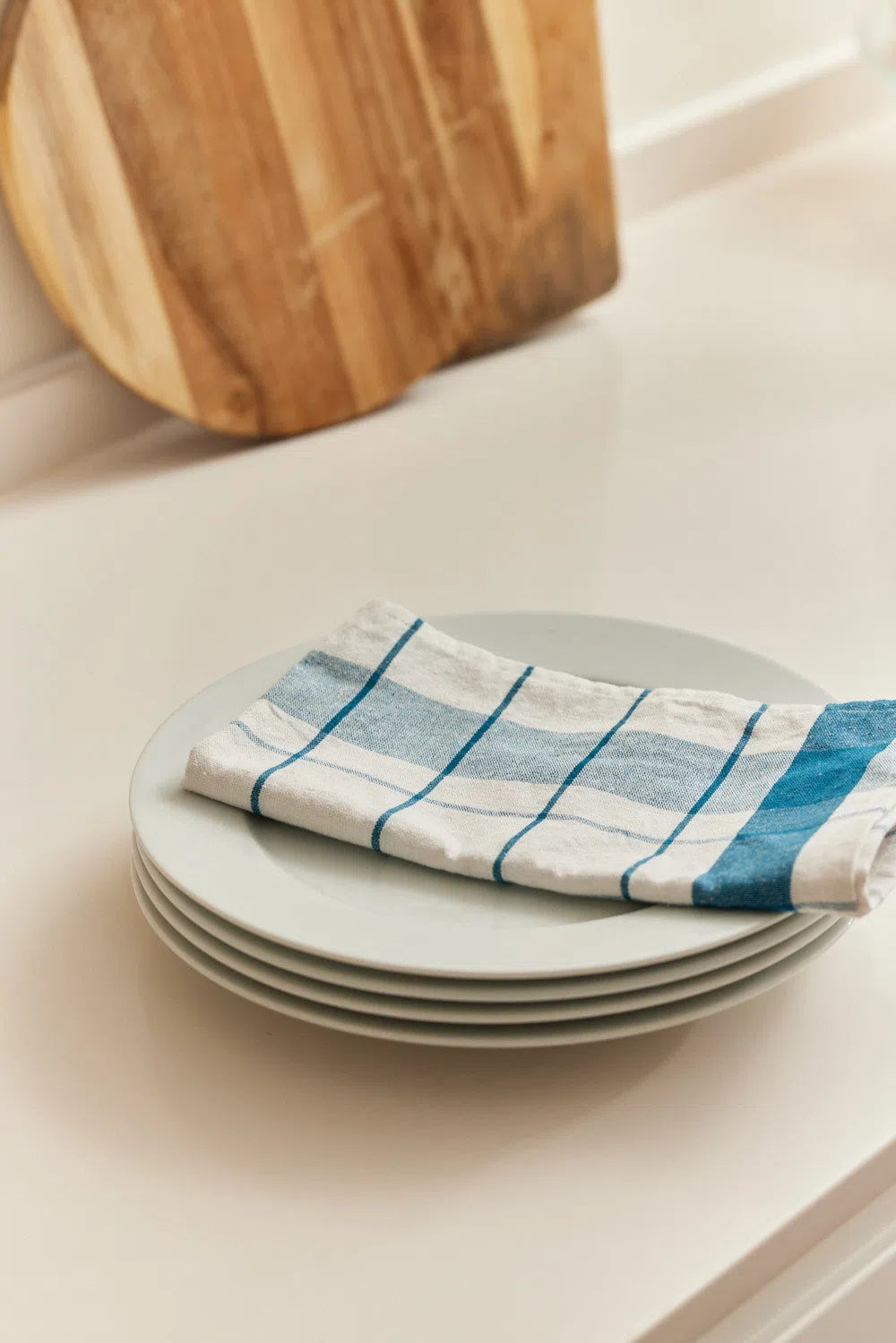 Set de 2 trapos de cocina a cuadros azul Aveiro-Calma House