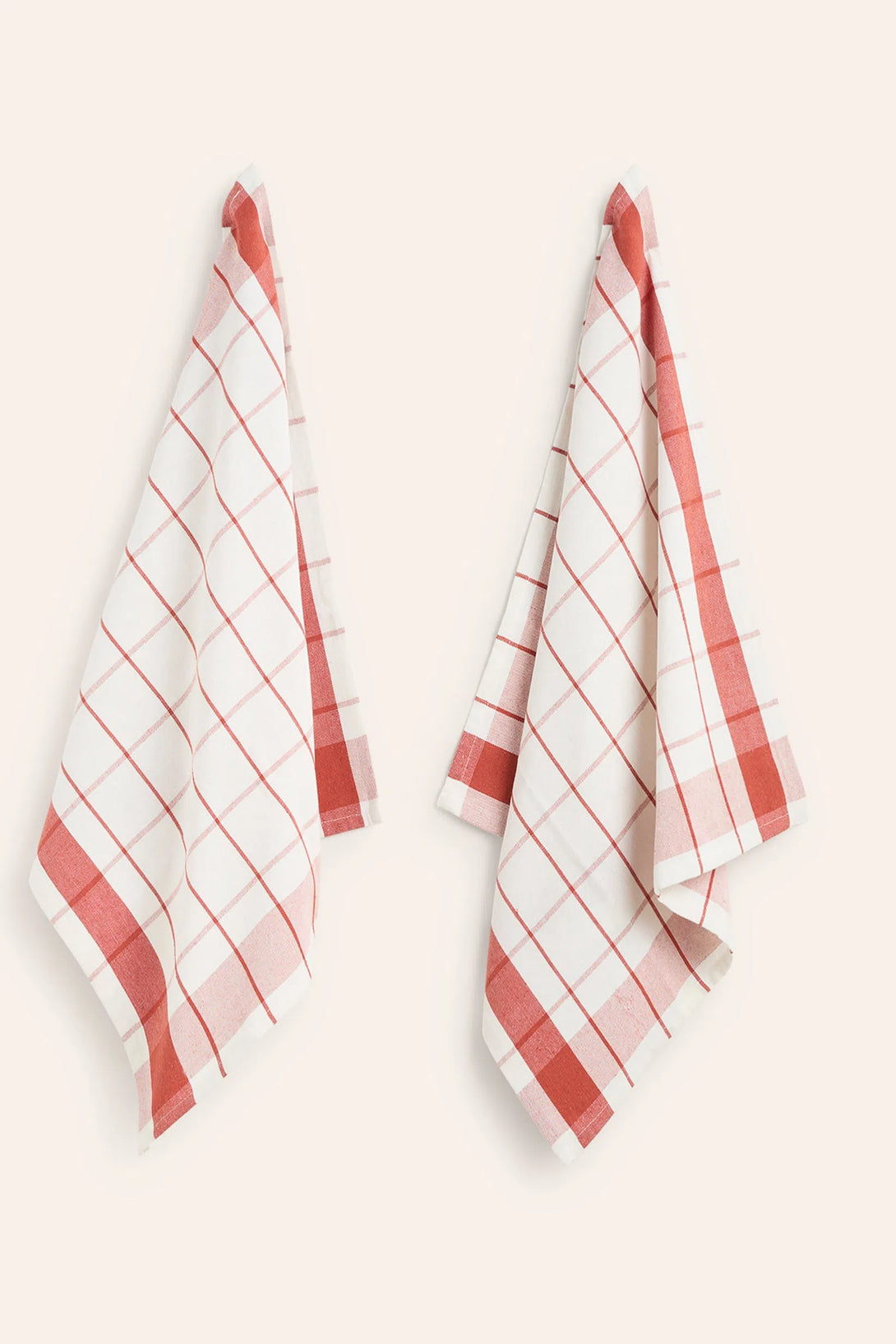 Set de 2 trapos de cocina a cuadros tierra Aveiro-Calma House