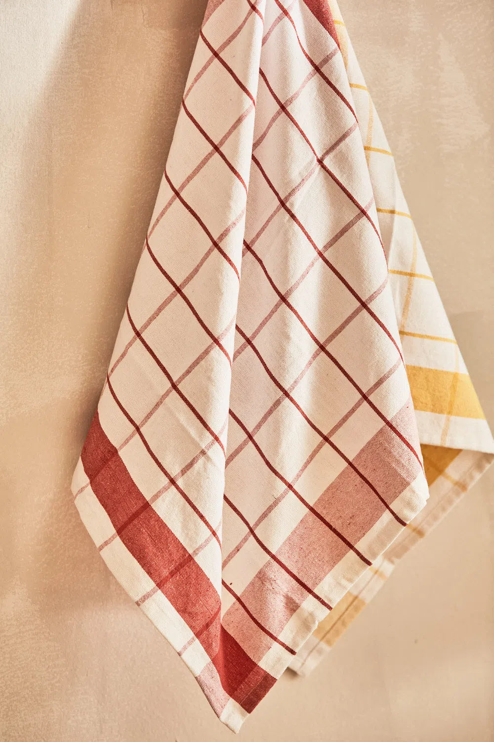 Set de 2 trapos de cocina a cuadros tierra Aveiro-Calma House