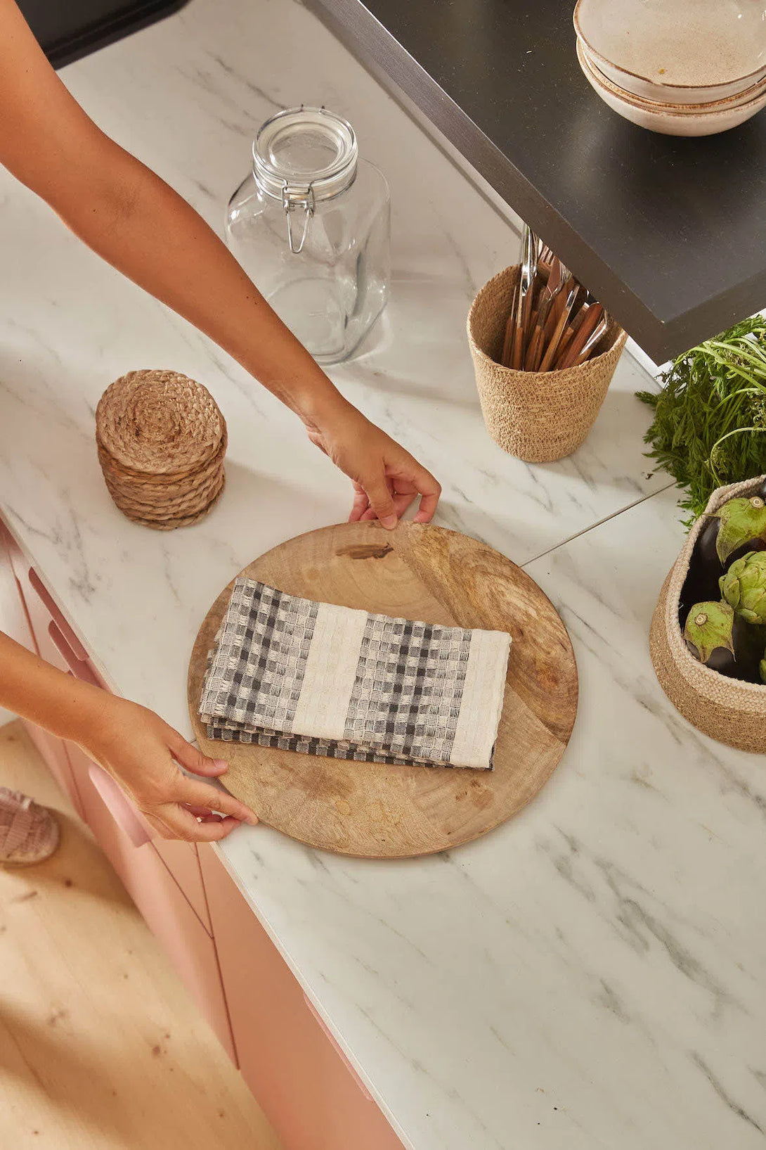 Set de 2 trapos de cocina de algodón gris oscuro Ibiza-Calma House