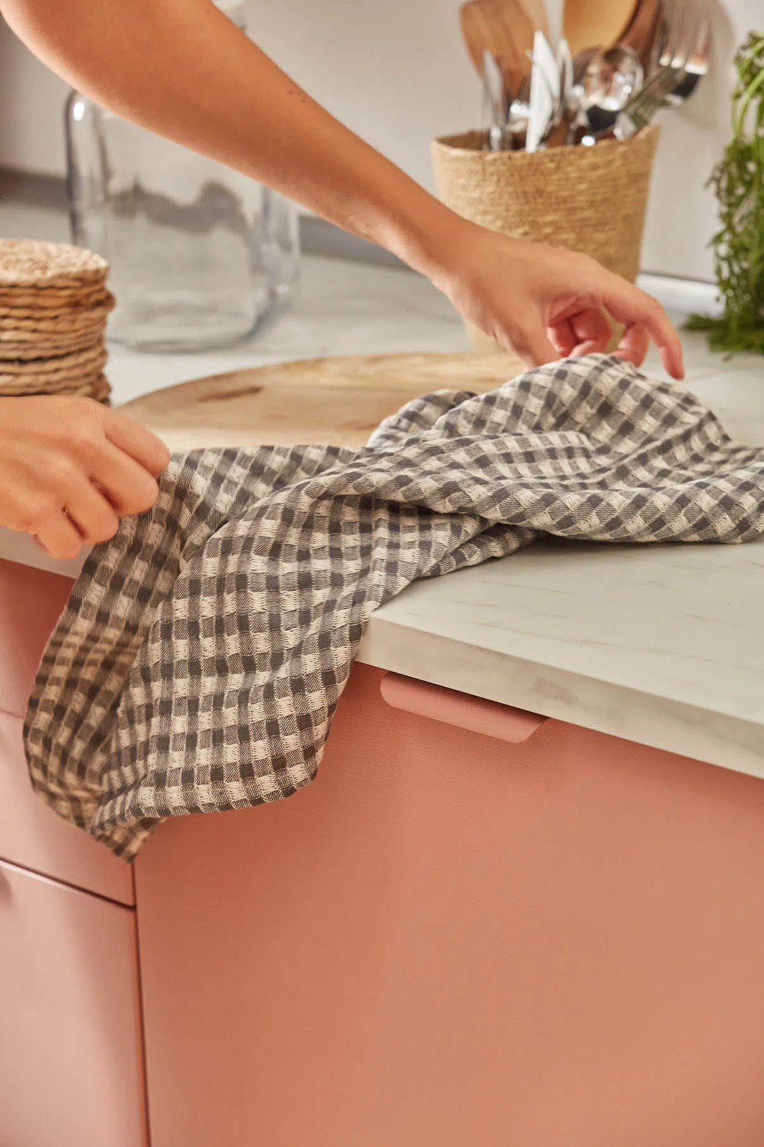 Set de 2 trapos de cocina de algodón gris oscuro Ibiza-Calma House