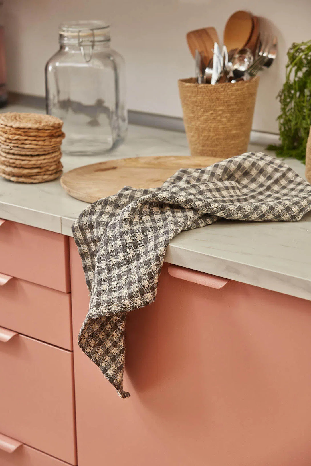 Set de 2 trapos de cocina de algodón gris oscuro Ibiza-Calma House