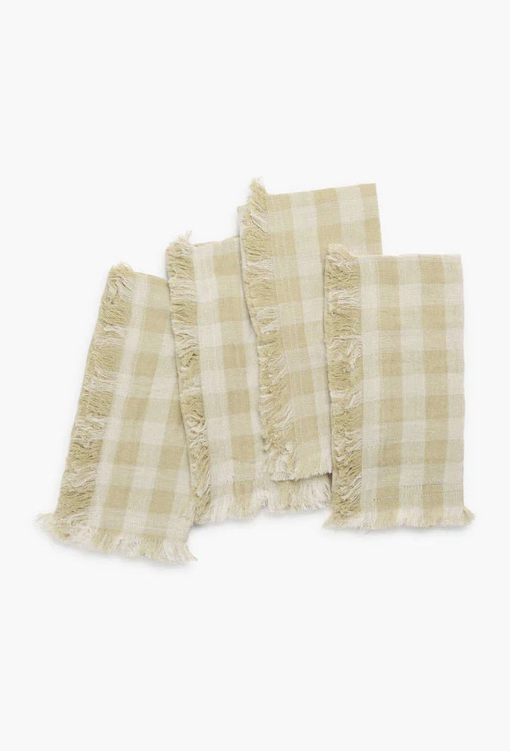 Set de 4 servilletas de algodón a cuadros vichy crudo Oslo-Calma House