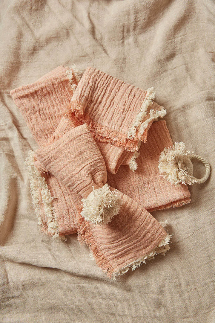 Set de 4 servilletas de algodón rosa Layer-Calma House