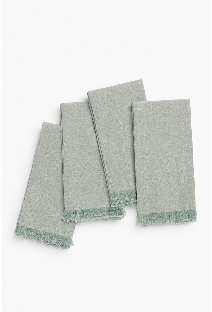 Set de 4 servilletas de algodón verde claro Layer-Calma House