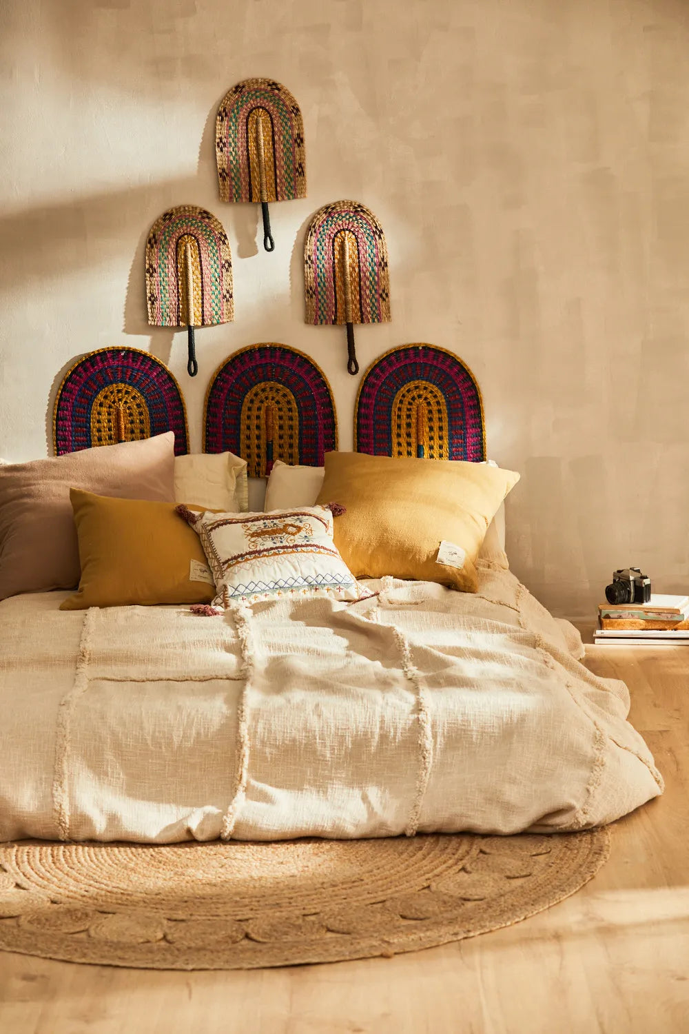 Abanico grande de junco de mar trenzado Coliseo-Calma House