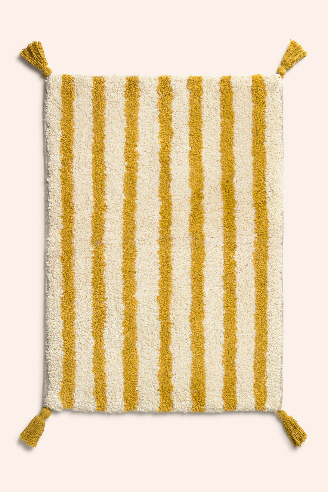 Alfombra de baño de algodón a rayas mostazas Helios-Calma House