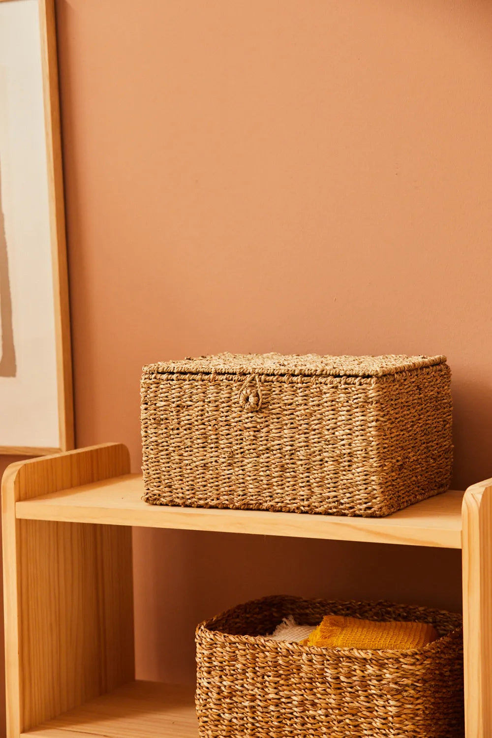 Caja artesanal de junco de mar con cierre a botón Catola-Calma House