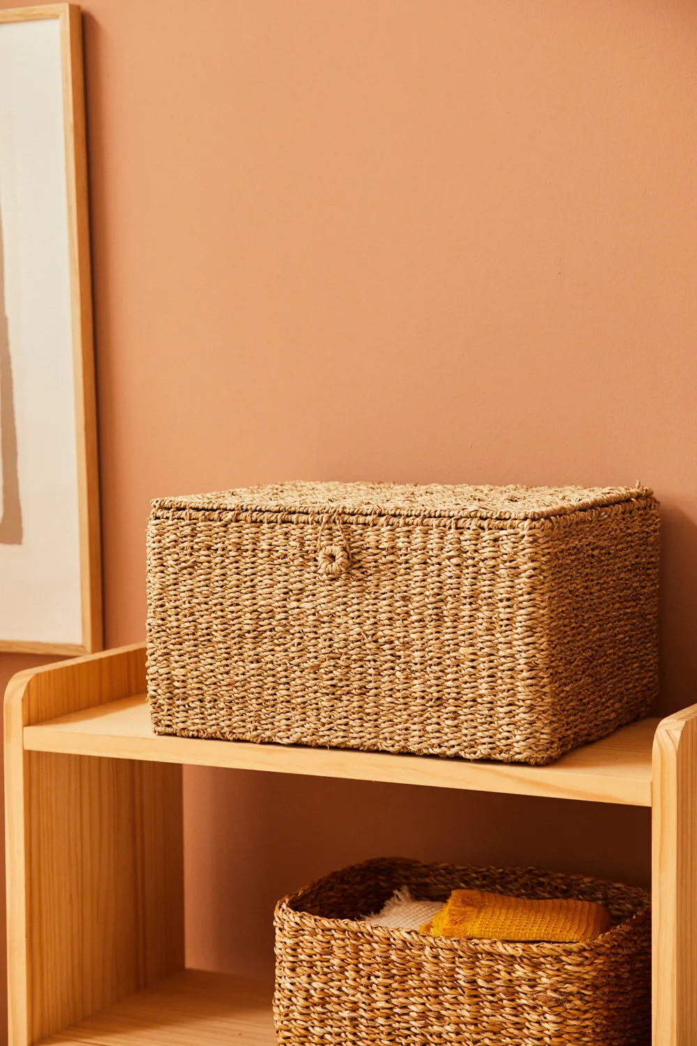 Caja artesanal de junco de mar con cierre a botón Catola-Calma House