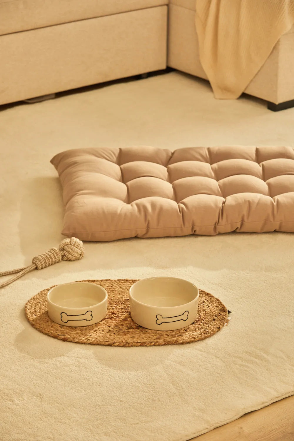 Cama para mascotas acolchada de algodón piedra Gavema-Calma House