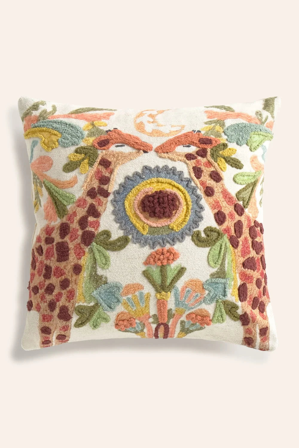 Cojín de algodón bordado Jirafa-Calma House