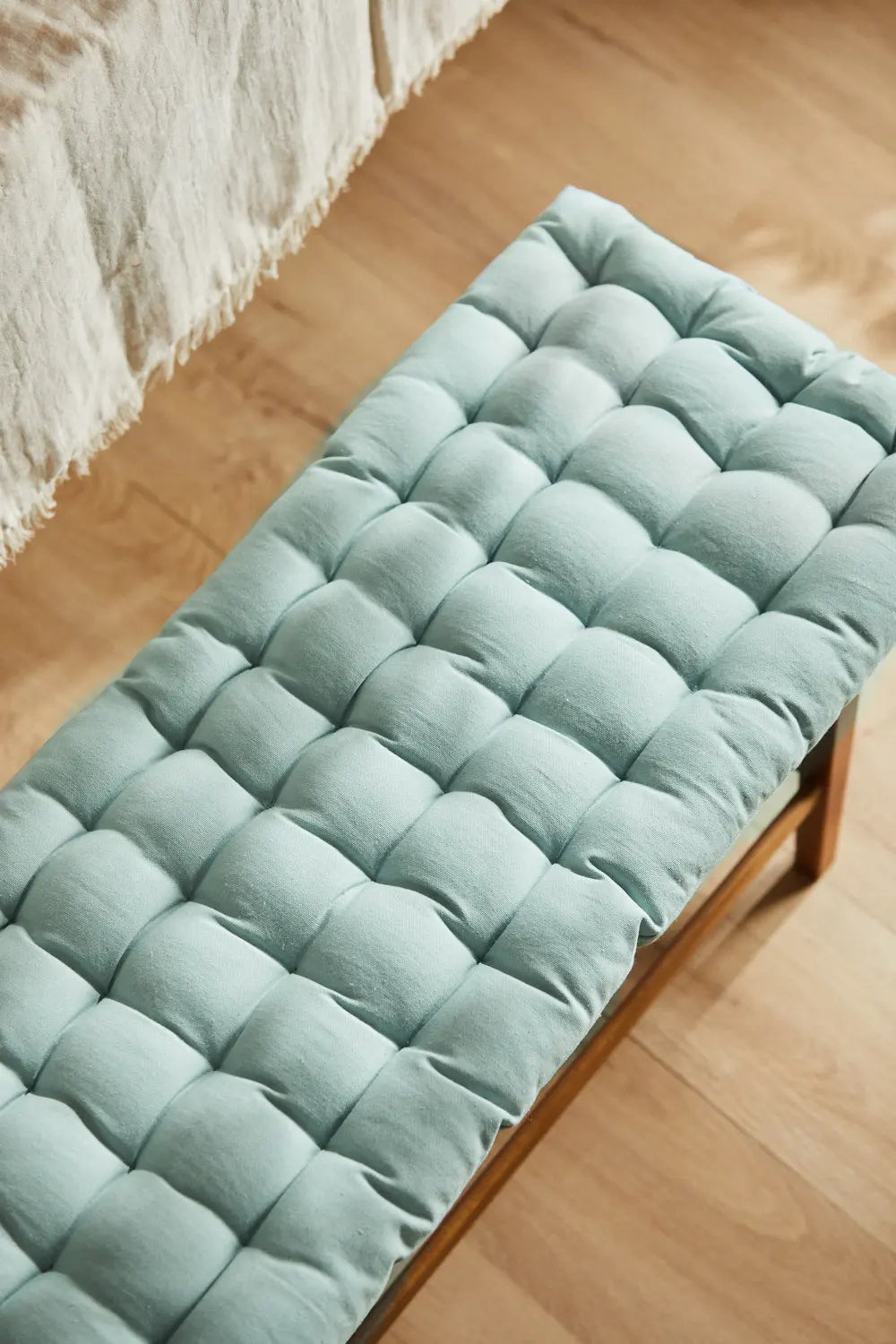 Cojín de banco de algodón verde claro lavable Gavema-Calma House