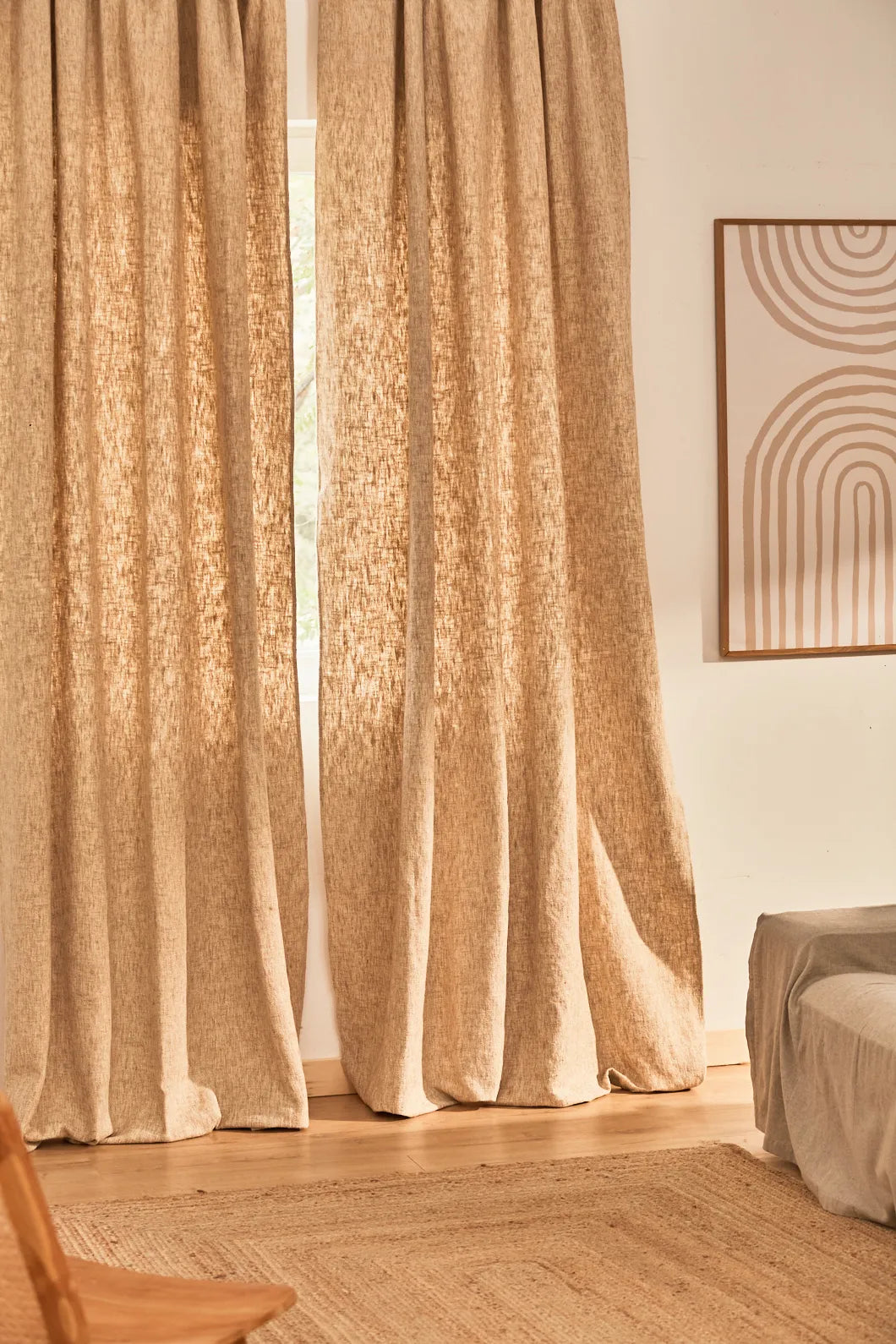 Cortina semiopaca de lino beige Arga-Calma House