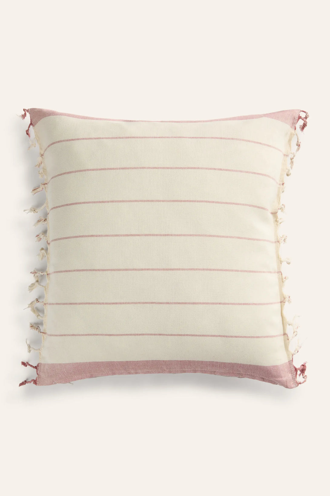 Funda de cojín con rayas tejidas en rojo Tiana-Calma House