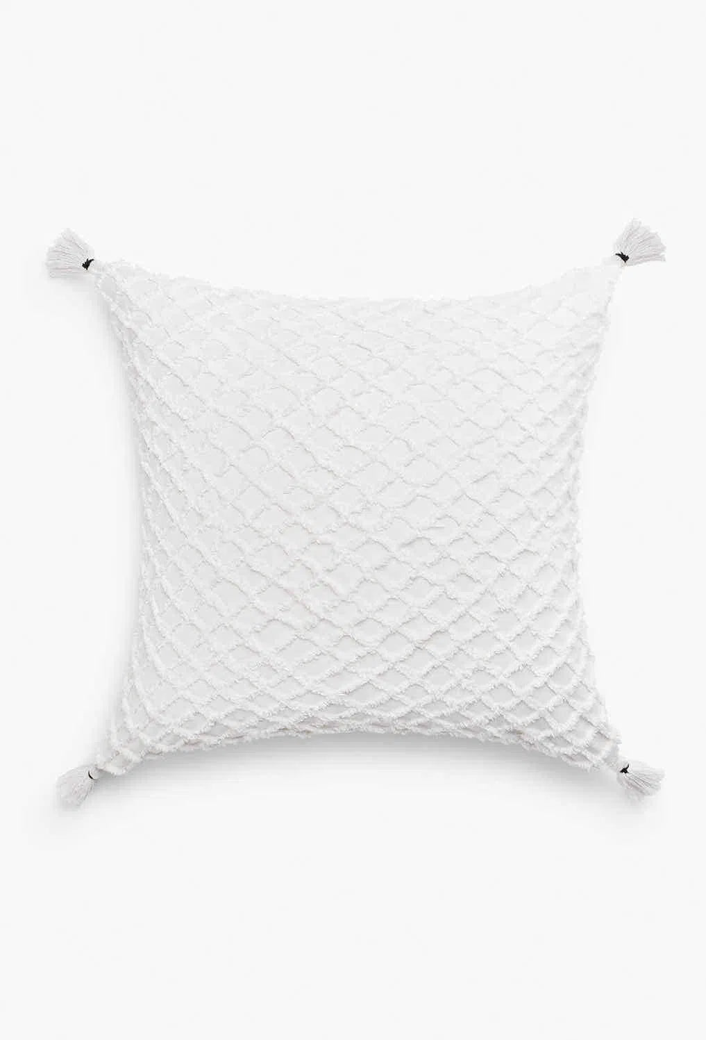 Funda de cojín con relieve de rombos blanco Royal-Calma House