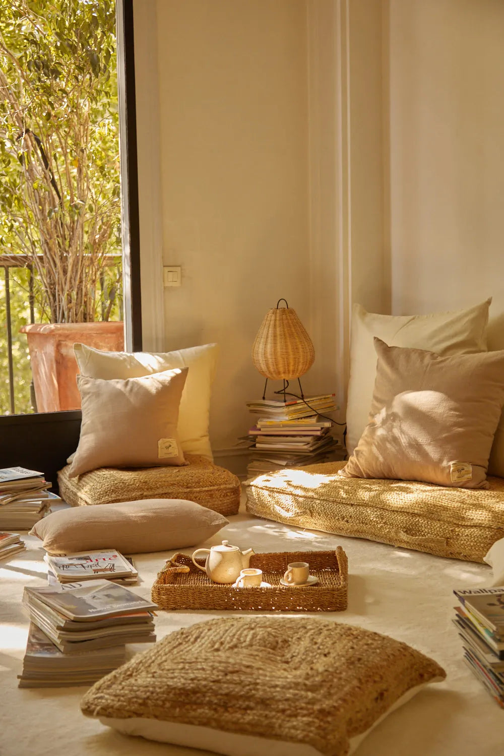 Funda de cojín grande de 80 cm de yute Ural-Calma House