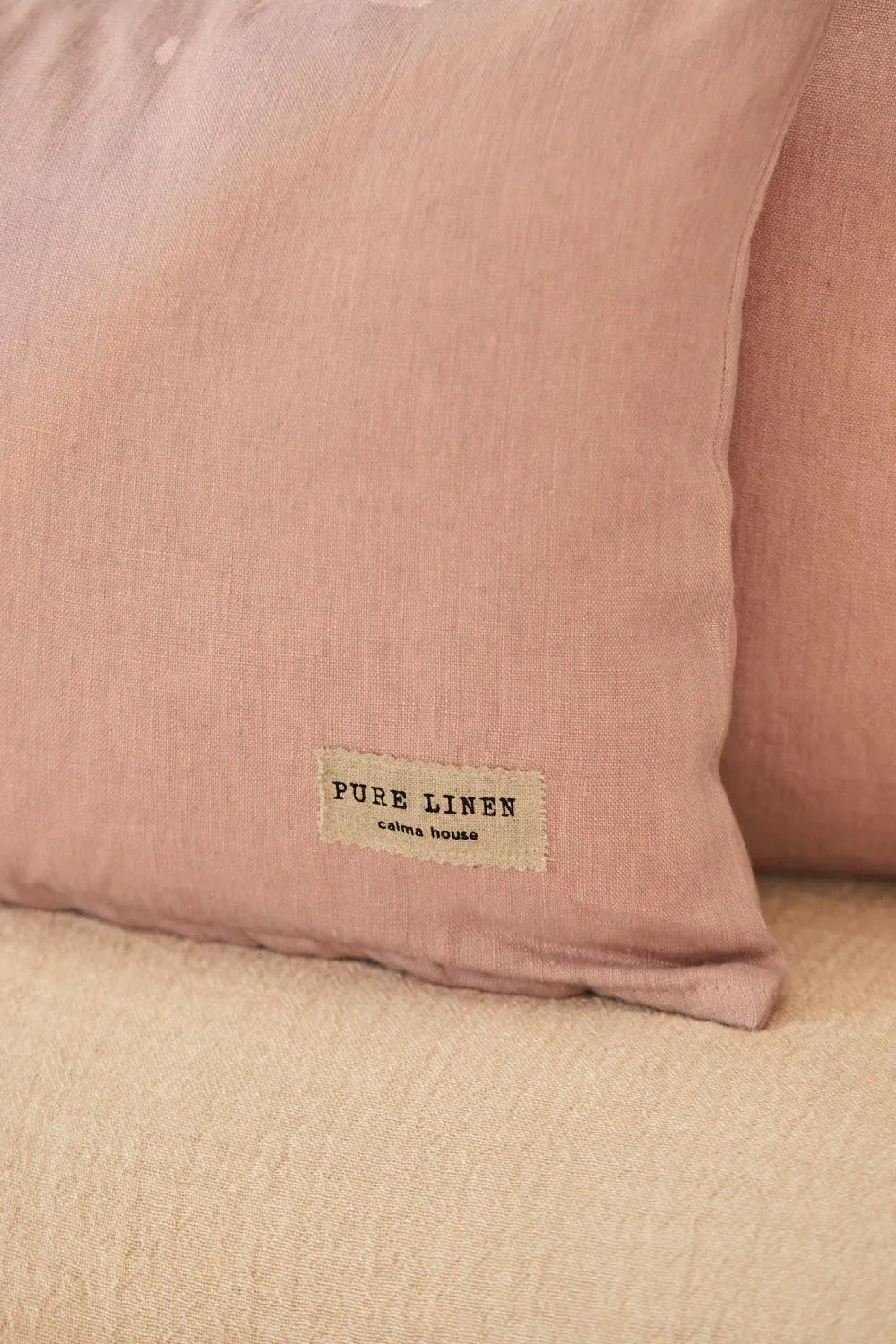 Funda de cojín rosa 100% Lino-Calma House