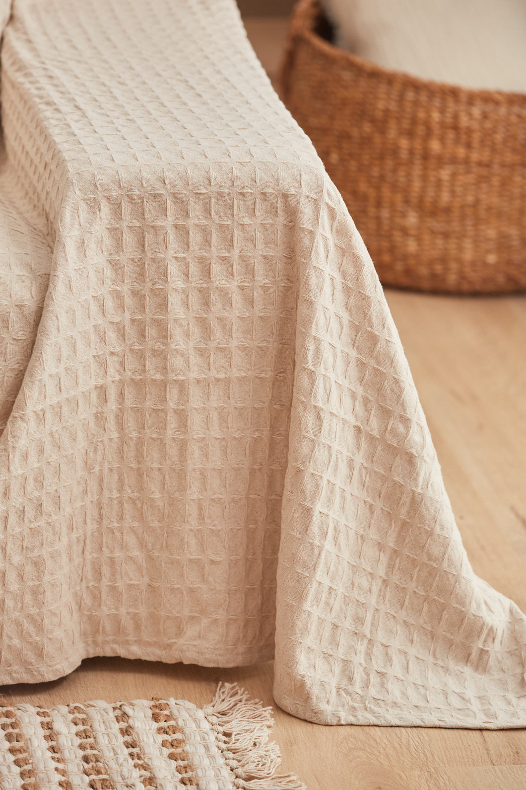 Funda de sofá de algodón nido de abeja crudo Panal-Calma House
