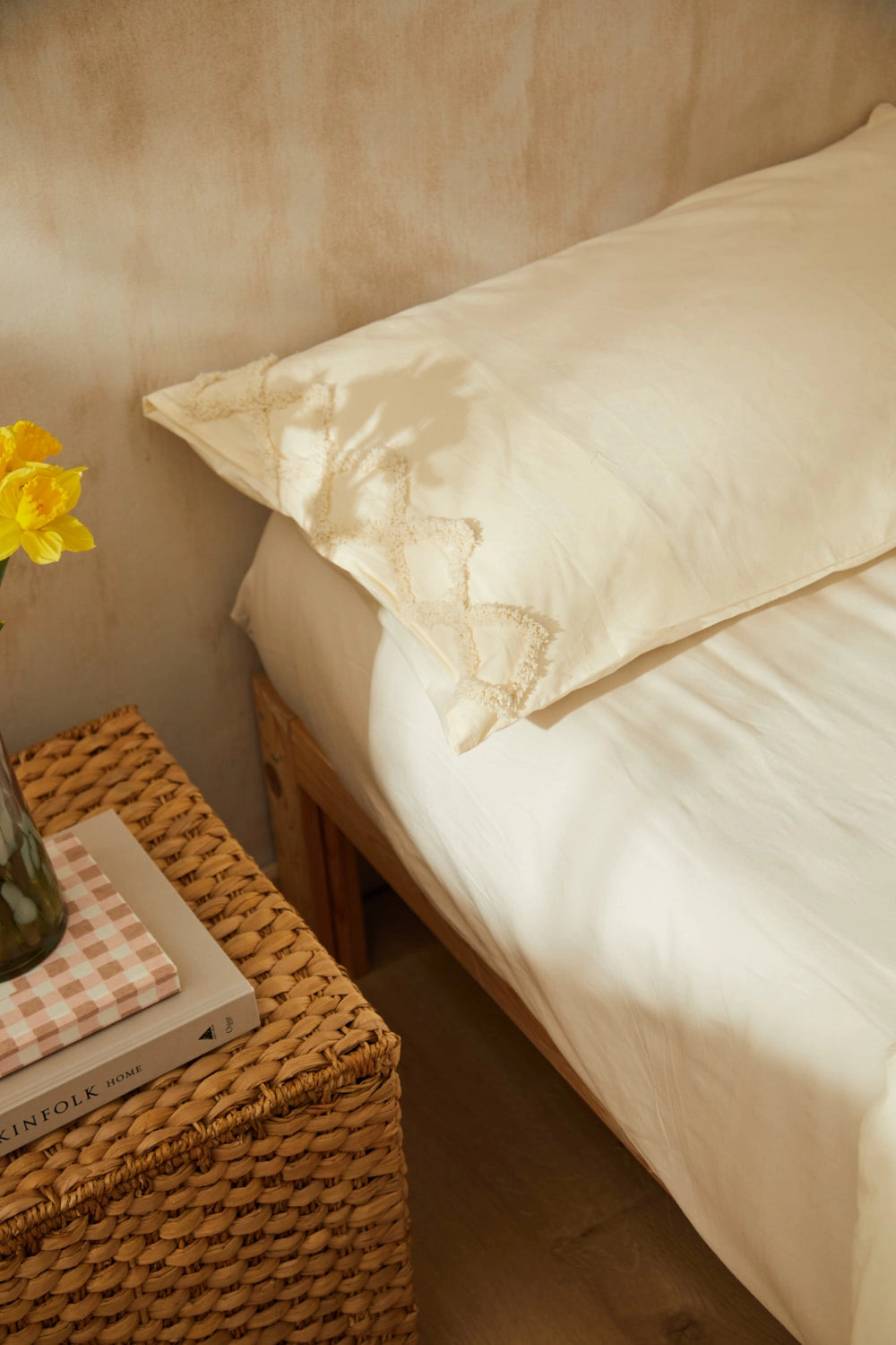 Funda nórdica de algodón + juego de almohada con relieve de rombos crudo Royal-Calma House