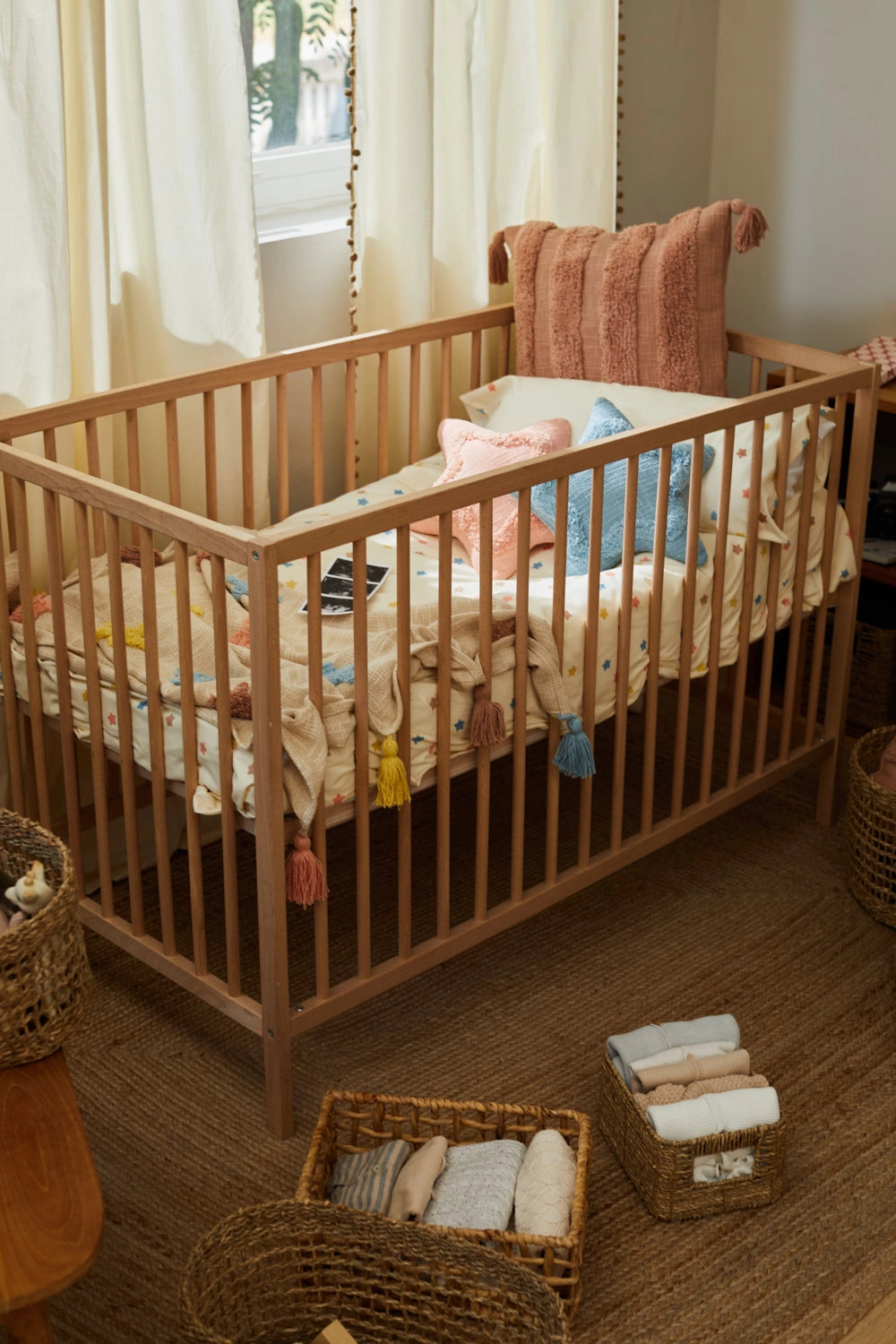 Funda nórdica de cuna + juego de almohada con estrampado de estrellas Star-Calma House