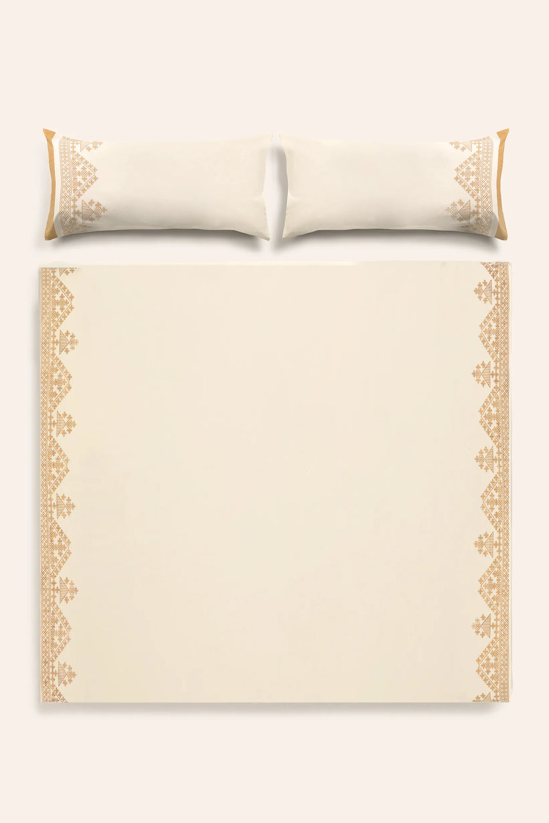 Funda nórdica + juego de almohada con print étnico mostaza Cairo-Calma House