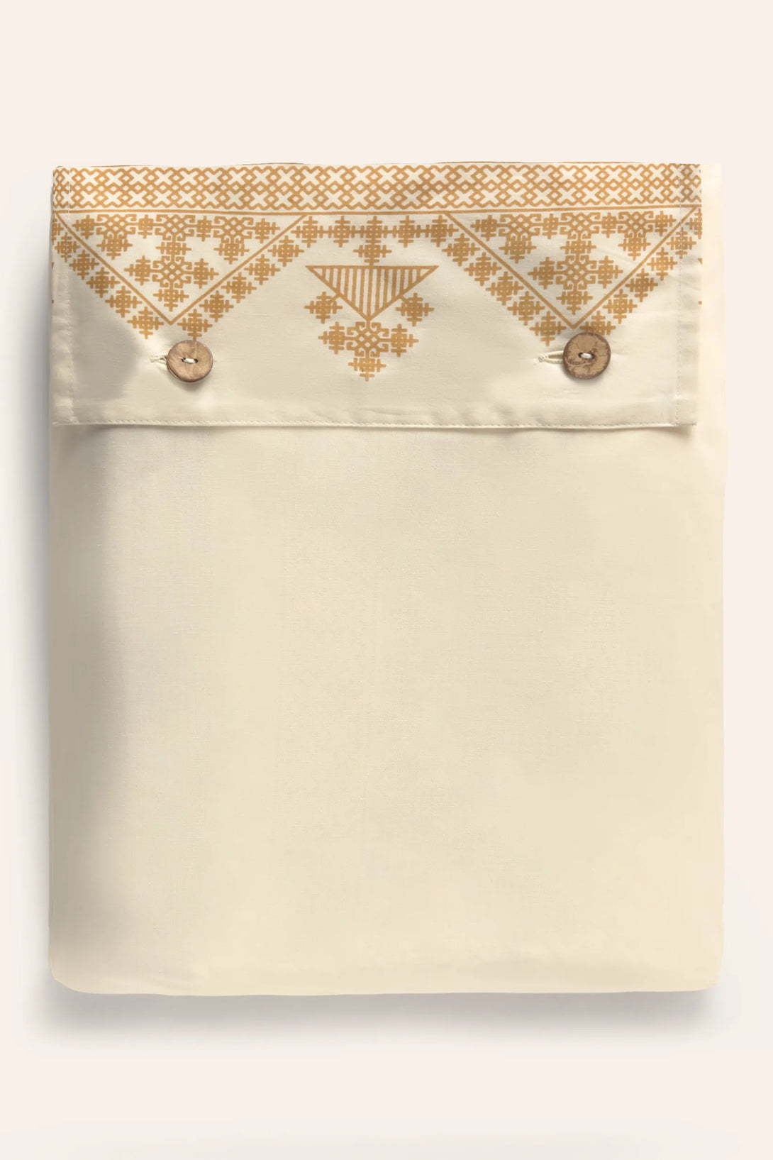 Funda nórdica + juego de almohada con print étnico mostaza Cairo-Calma House