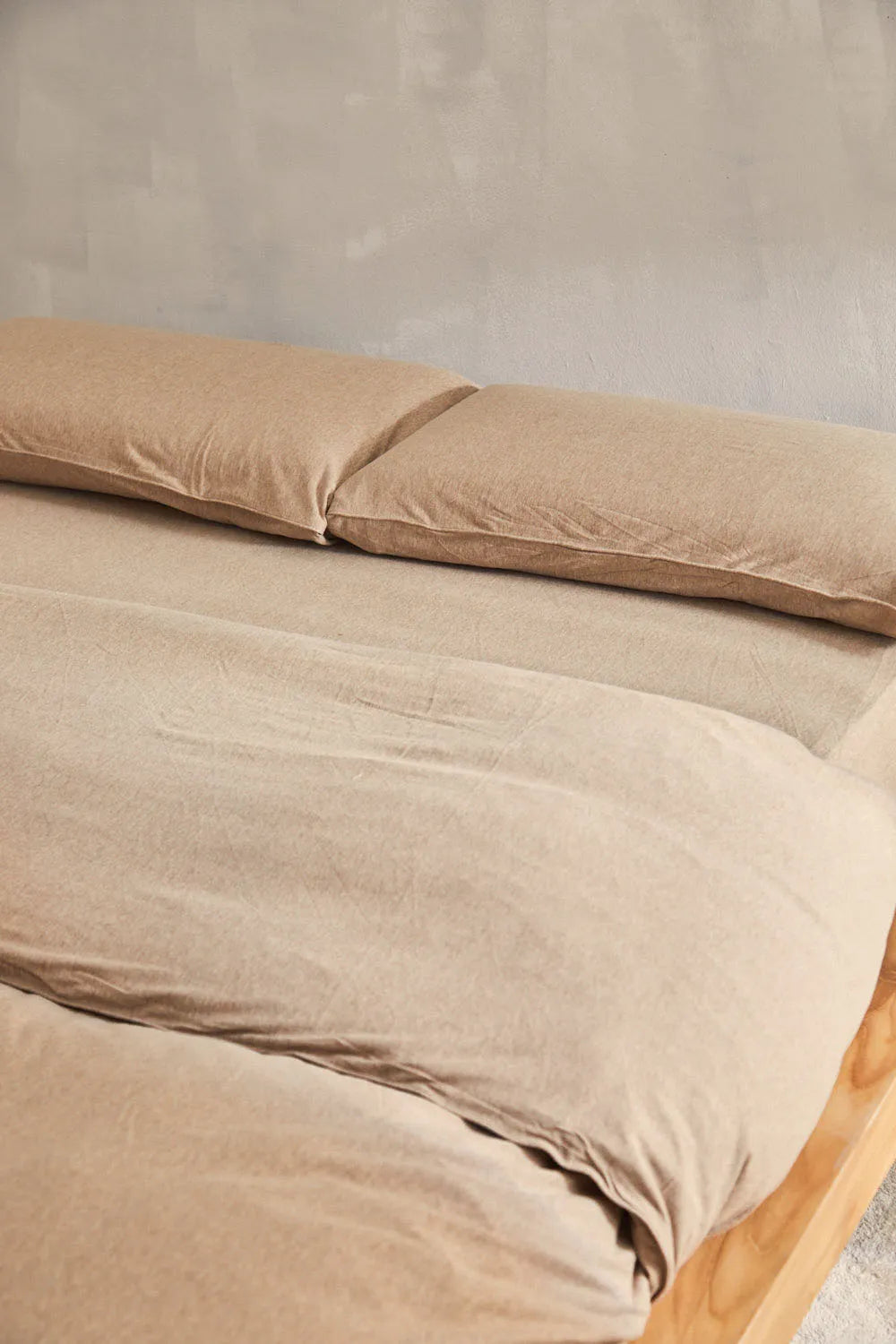 Funda nórdica + juego de almohada de punto beige Jersey-Calma House