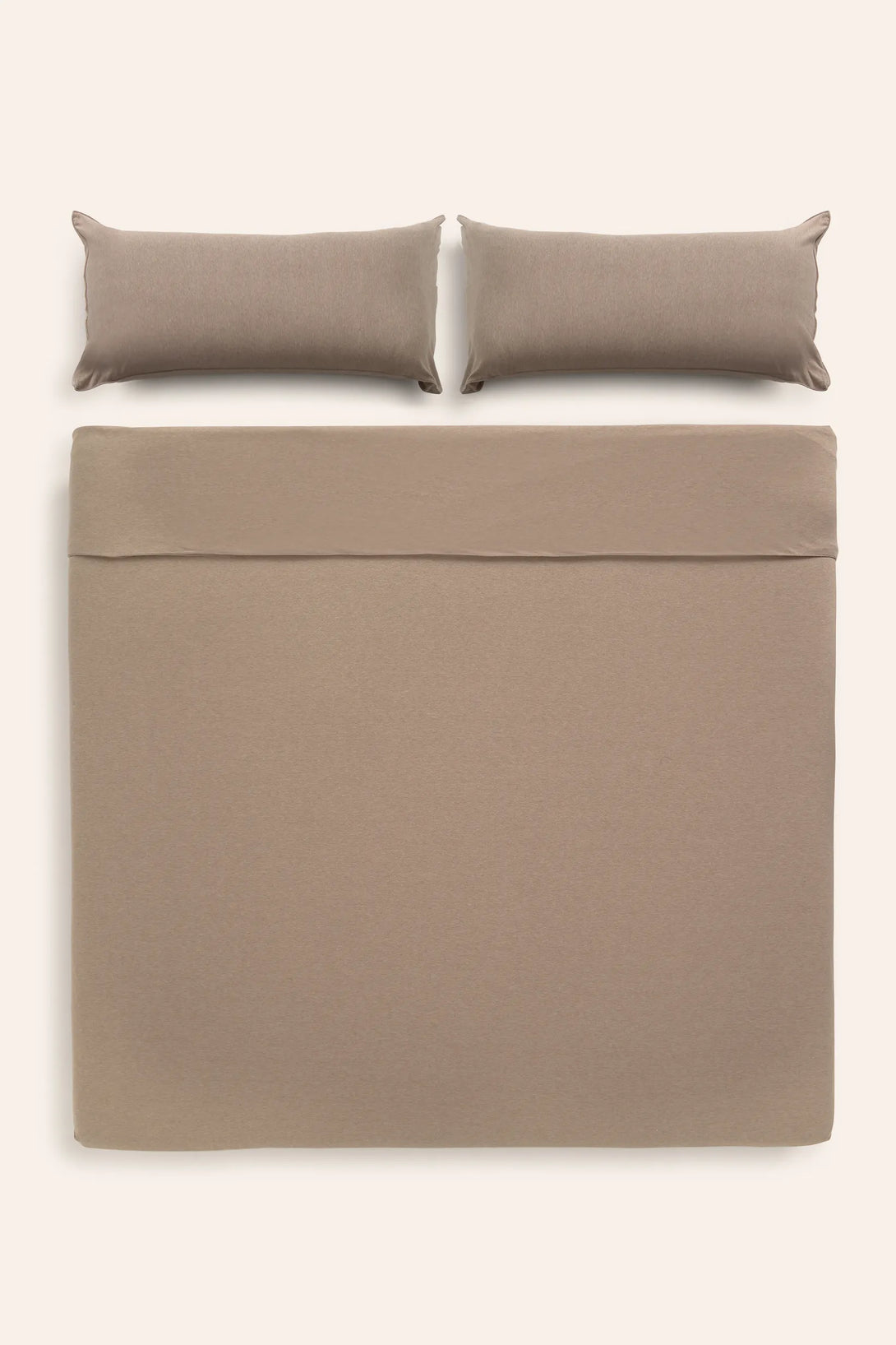 Funda nórdica + juego de almohada de punto beige Jersey-Calma House