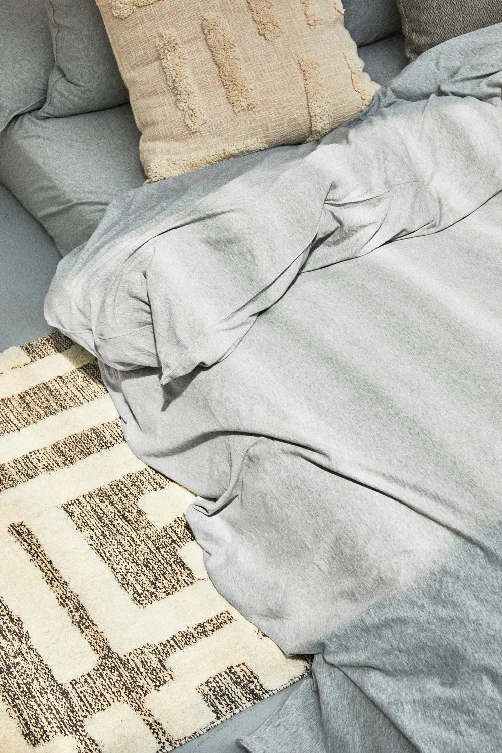 Funda nórdica + juego de almohada de punto gris Jersey-Calma House