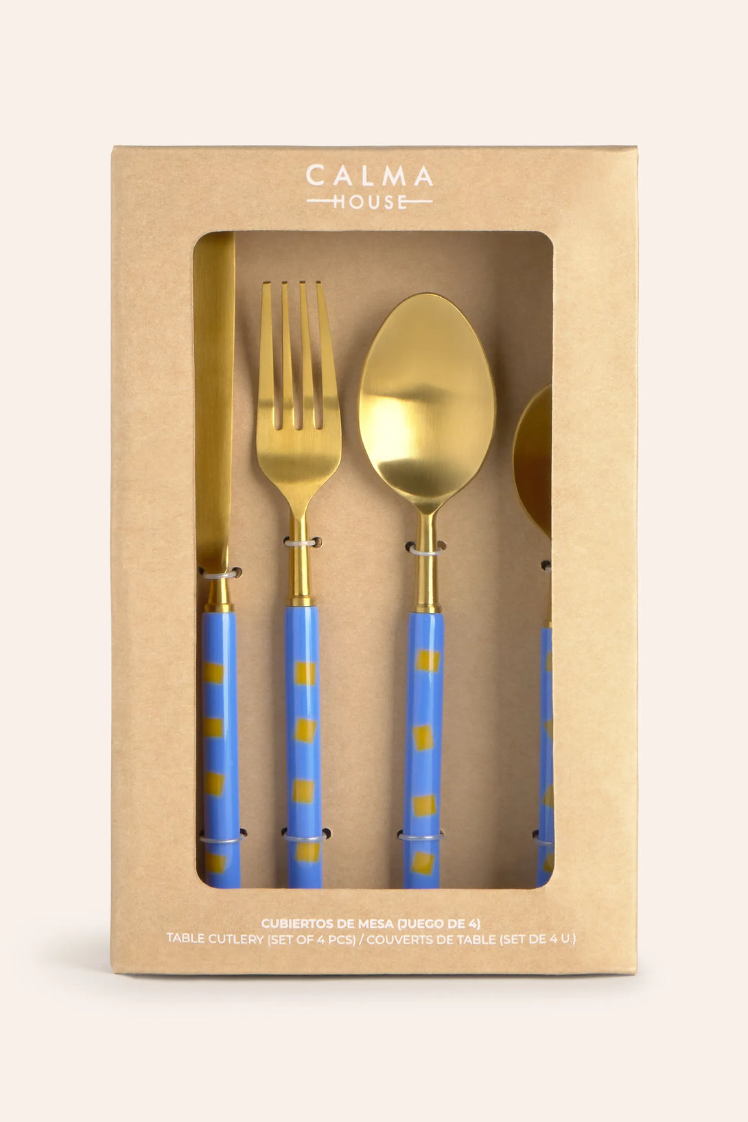 Juego de cubiertos azules Mango-Calma House