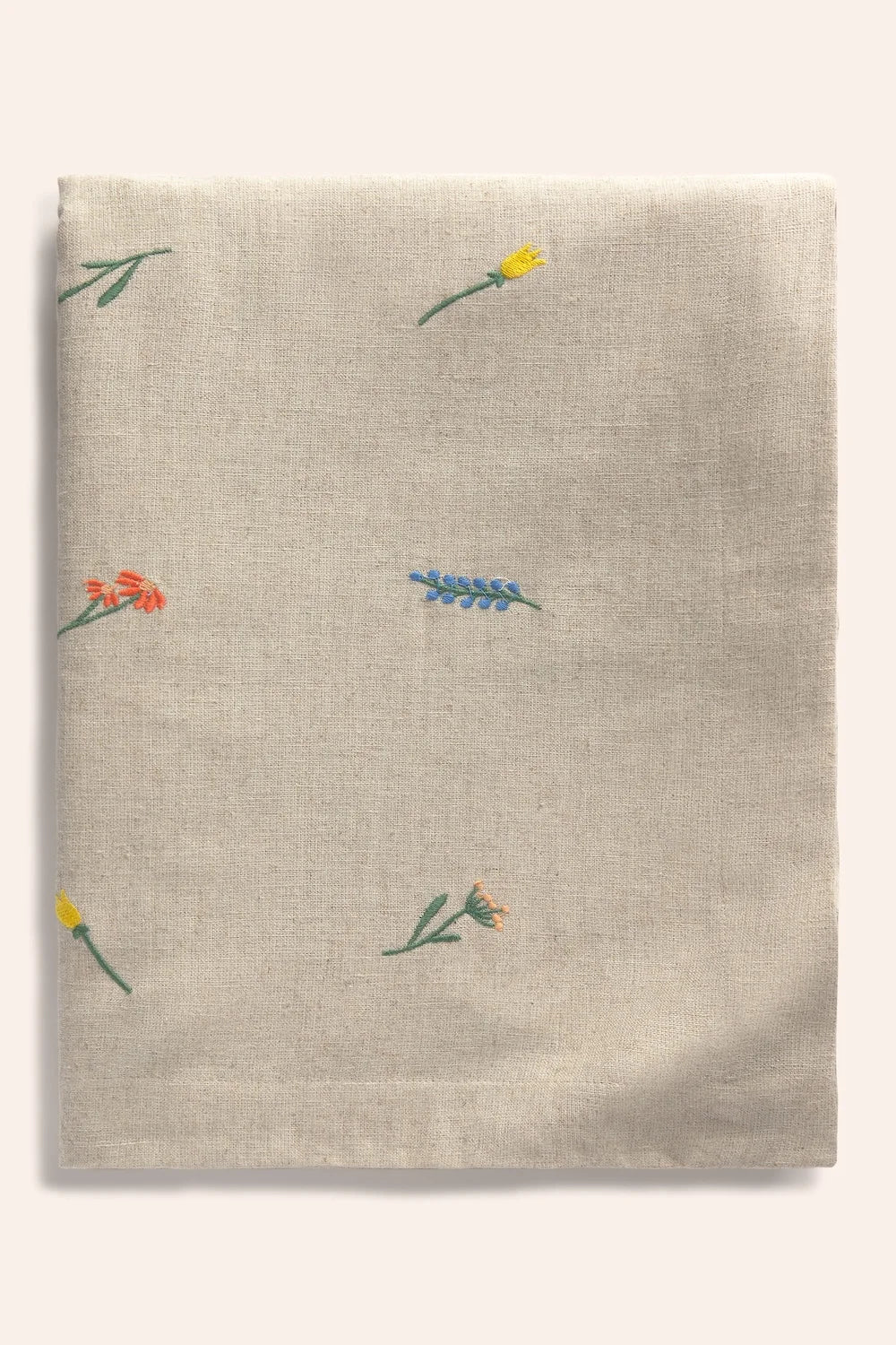 Mantel de lino crudo bordado Spring-Calma House